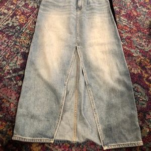GAP Denim Skirt With Velvet Tuxedo Stripe